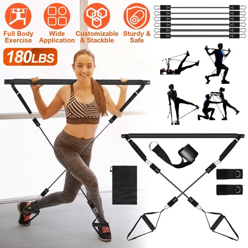 Portable pilates bar kit set - bar,